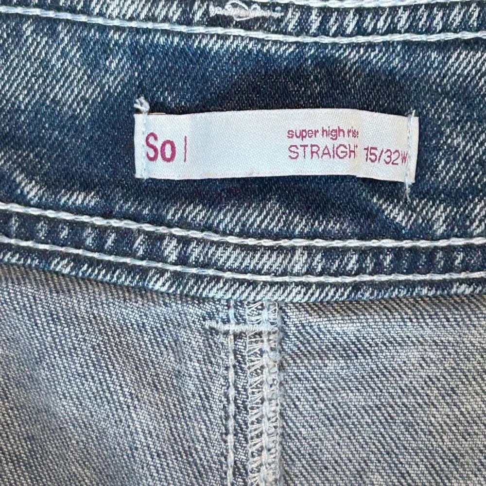 SO Jeans Women 15/32W Blue Acid Wash Super High Rise Straight Leg Retro 80s‎ 90s